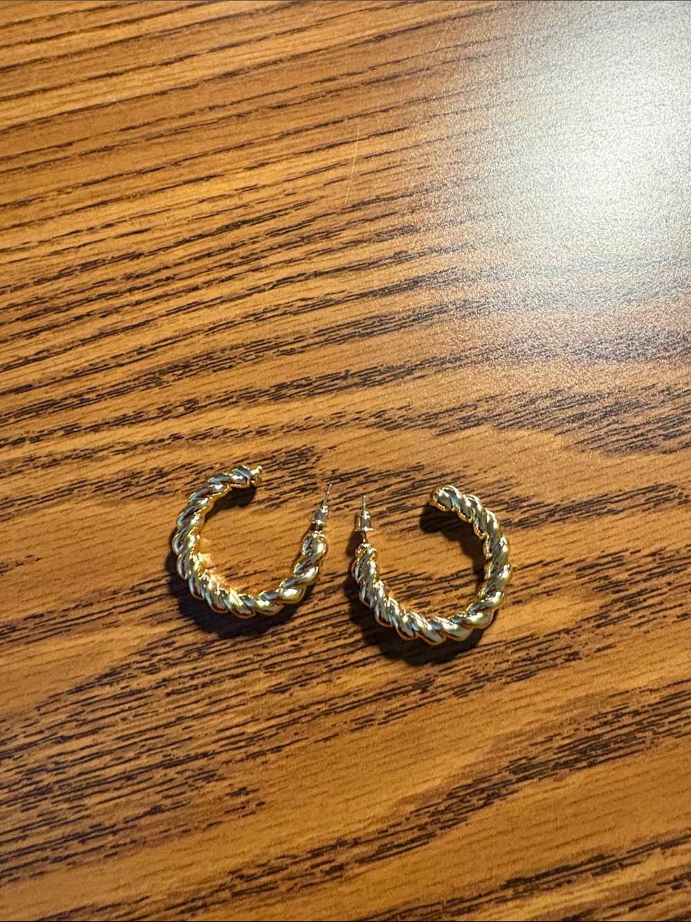 Gold Twisted Hoop Earrings - Women Jewelry